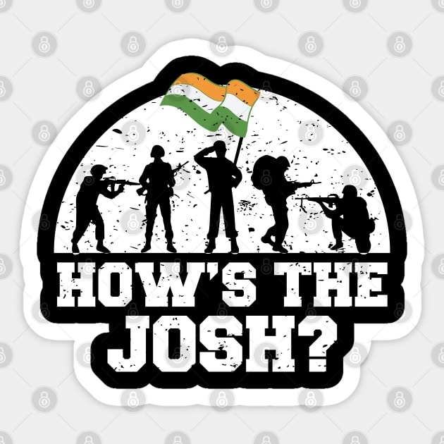 How is the Josh Hindi India Quote Slogan Sticker by alltheprints